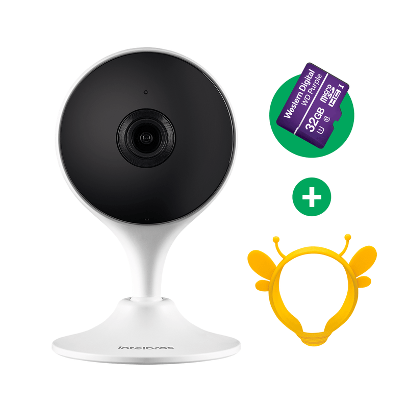 Kit Câmera Interna Inteligente Wi-Fi Full HD Intelbras iM3 C c/ MicroSD 32GB + capa Abelha