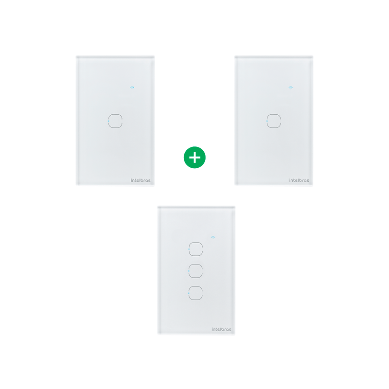 Kit Casa Inteligente Interruptor Touch 1 e 3 Teclas Branco Intelbras -3 unidades