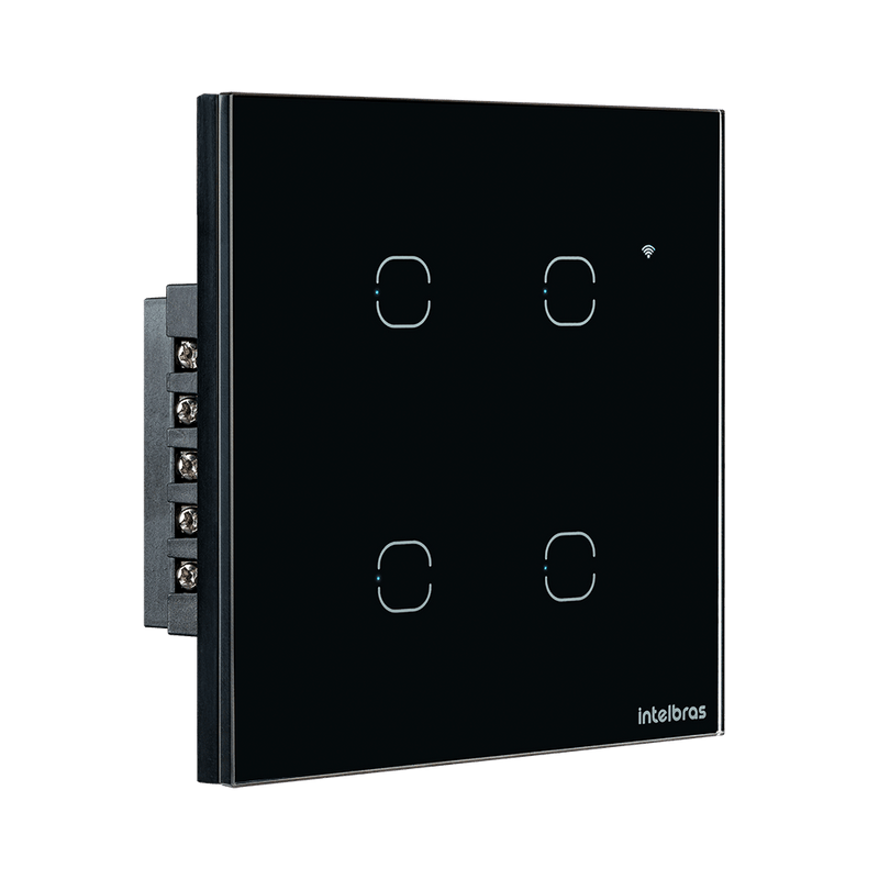 Interruptor Smart Wi-Fi Touch 4 teclas EWS 1004 Preto Intelbras