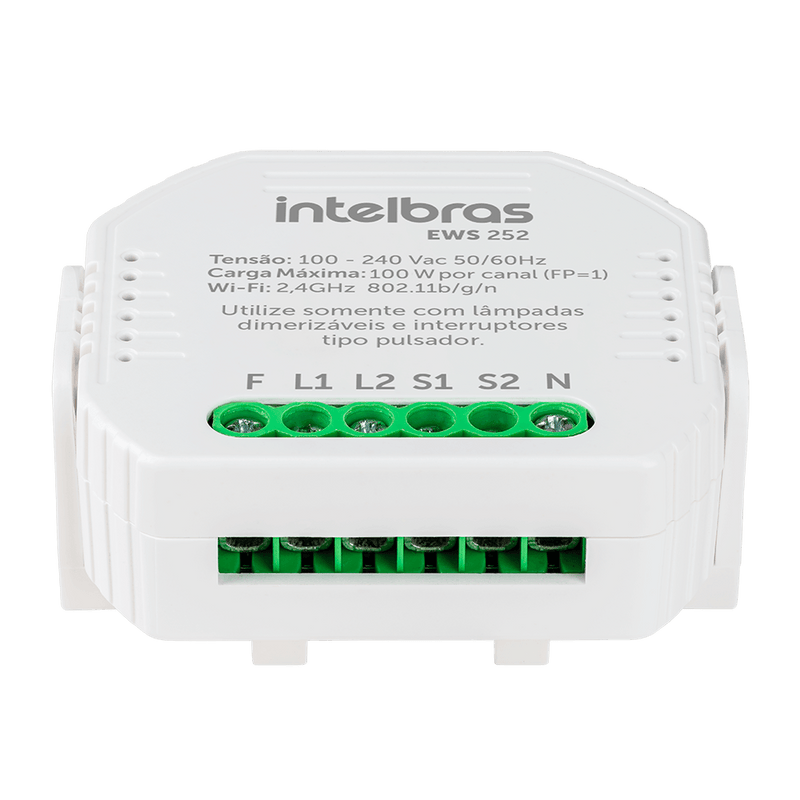 Minicontrolador Dimmer Wi-fi para 2 Interruptores EWS 252 Intelbras