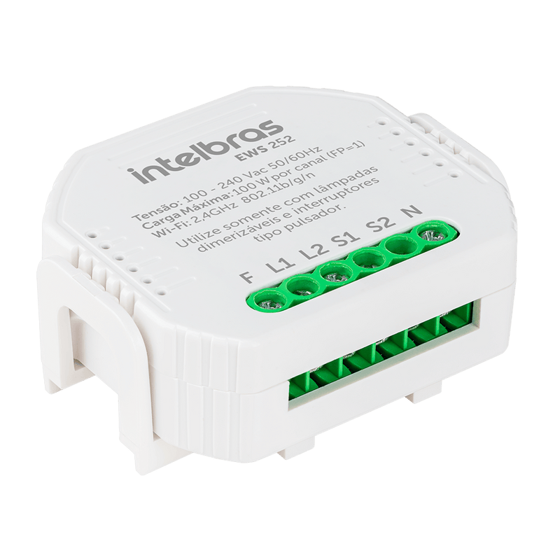Minicontrolador Dimmer Wi-fi para 2 Interruptores EWS 252 Intelbras