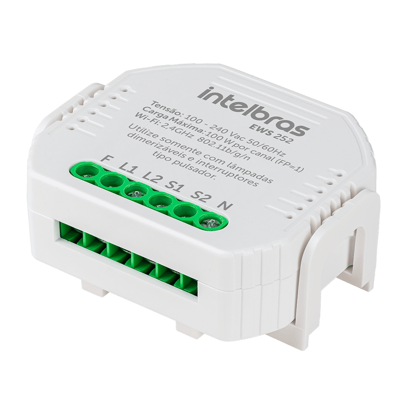 Minicontrolador Dimmer Wi-fi para 2 Interruptores EWS 252 Intelbras