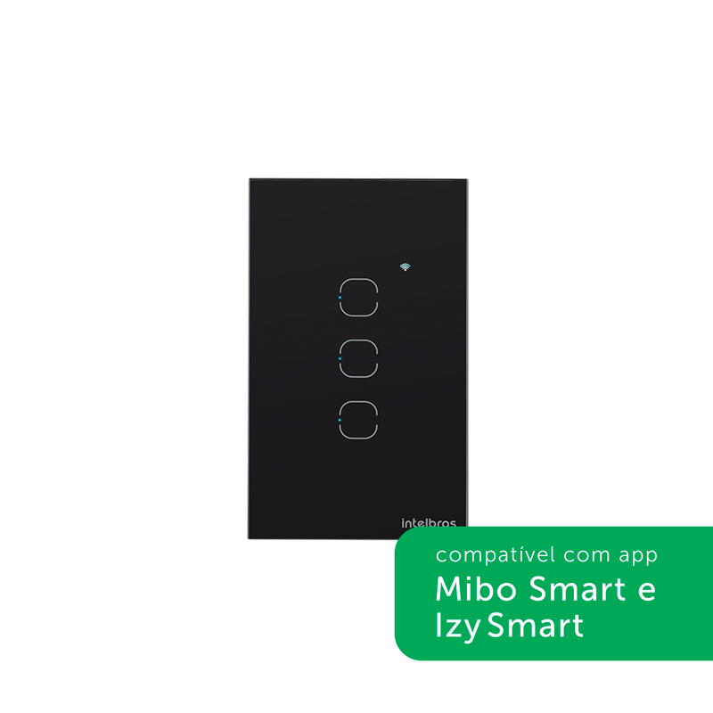 Interruptor Inteligente Touch Wi-Fi 3 Teclas Preto - Intelbras EWS 1003 PT
