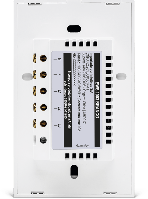 Interruptor Inteligente Touch Wi-Fi 3 Teclas EWS 1003 Branco Intelbras