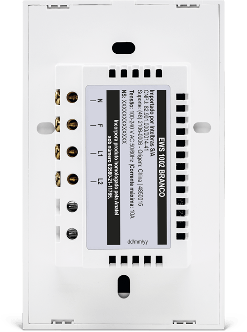 Interruptor Inteligente Touch Wi-Fi 2 Teclas Branco - Intelbras EWS 1002 BR