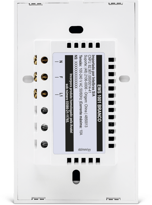 Interruptor Inteligente Touch Wi-Fi 1 Tecla EWS 1001 Branco Intelbras