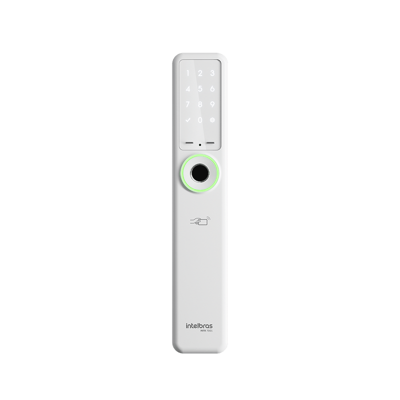 Fechadura Inteligente sem Maçaneta MFR 7001 de Embutir Branca Intelbras