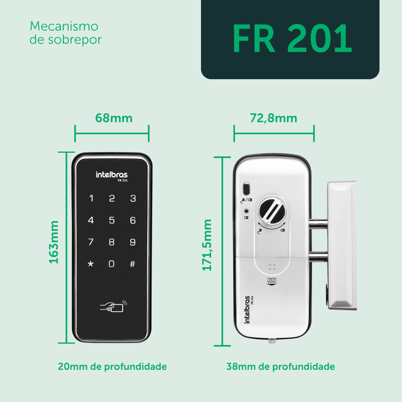Fechadura Digital de Sobrepor FR 201 Preta Intelbras