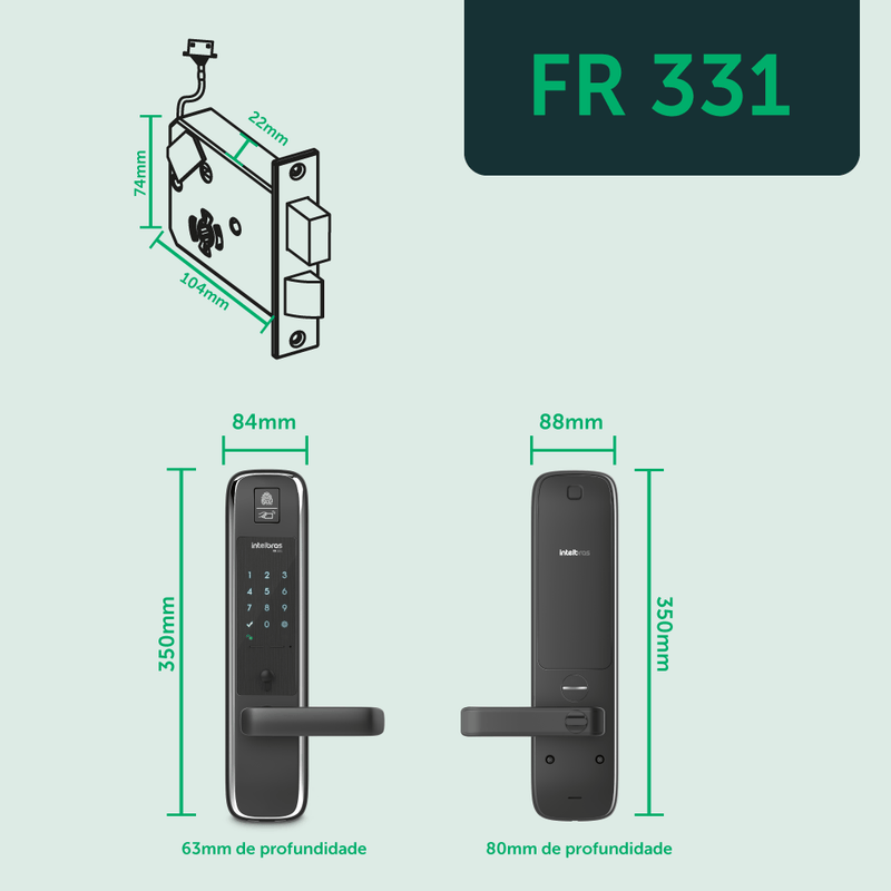 Fechadura Digital com Biometria FR 331 de Embutir Intelbras