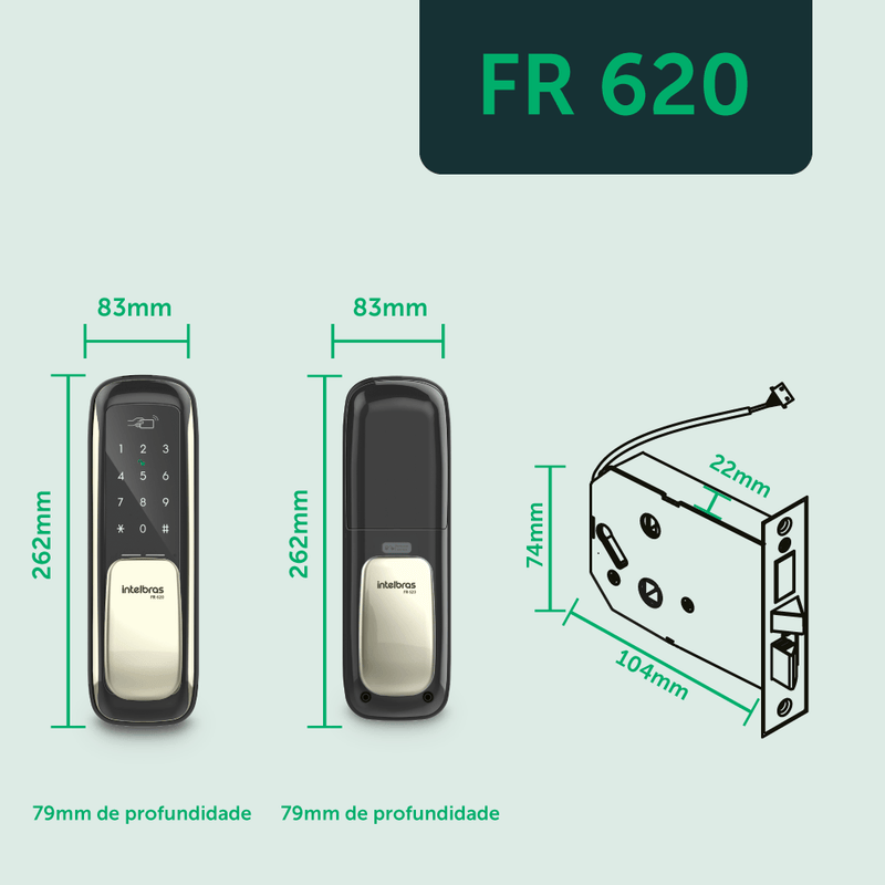Fechadura Digital Push & Pull de Embutir FR 620 Intelbras