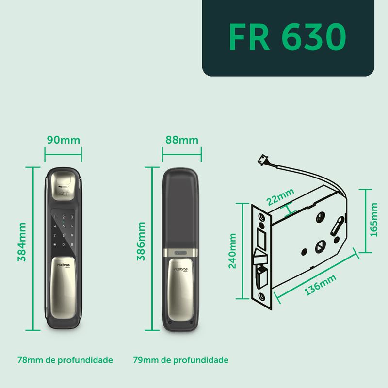 Fechadura Digital Push & Pull com Biometria FR 630 Intelbras