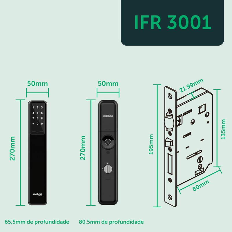 Fechadura Digital Inteligente de Embutir IFR 3001 Intelbras