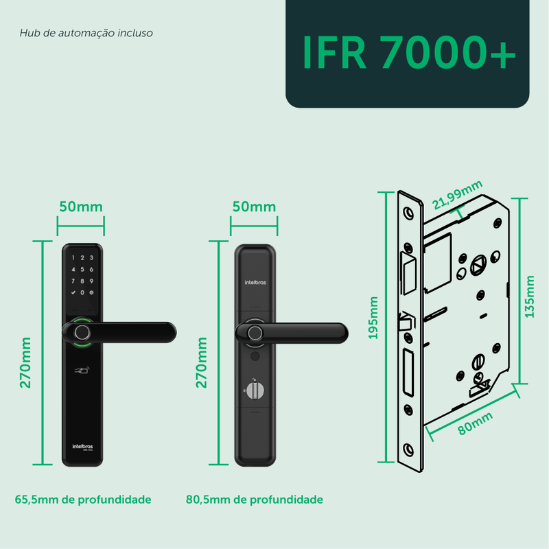 Fechadura Inteligente Embutir com Biometria IFR 7000+ Preta Intelbras