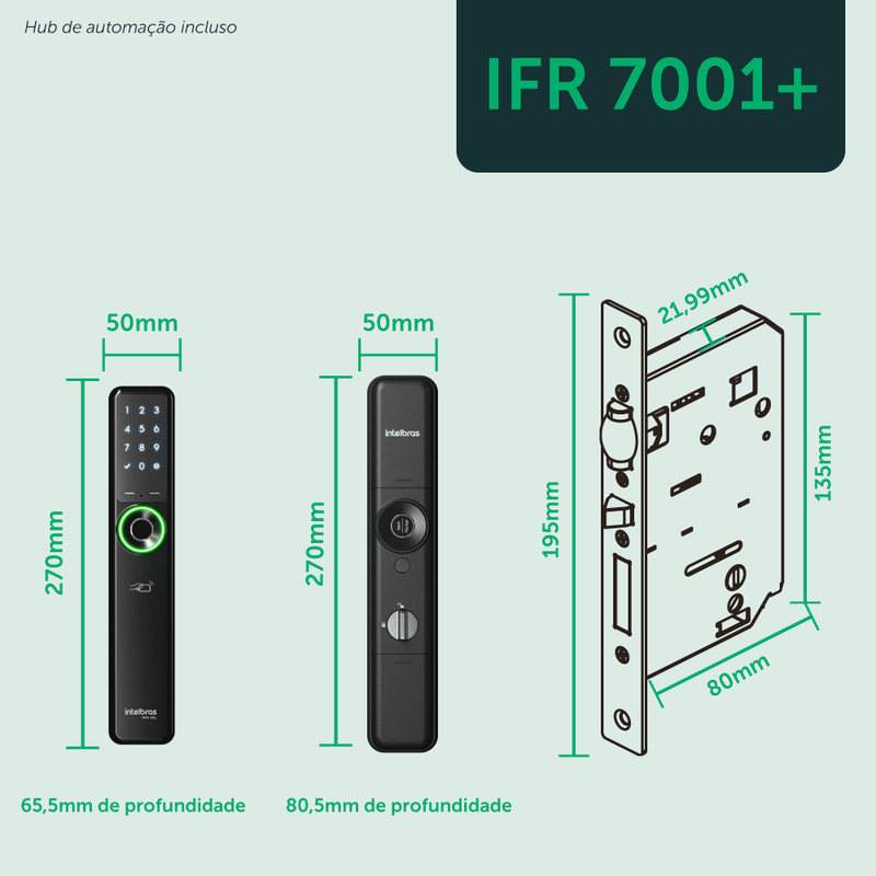 Fechadura Inteligente de Embutir sem Maçaneta com Hub IFR 7001+ Intelbras