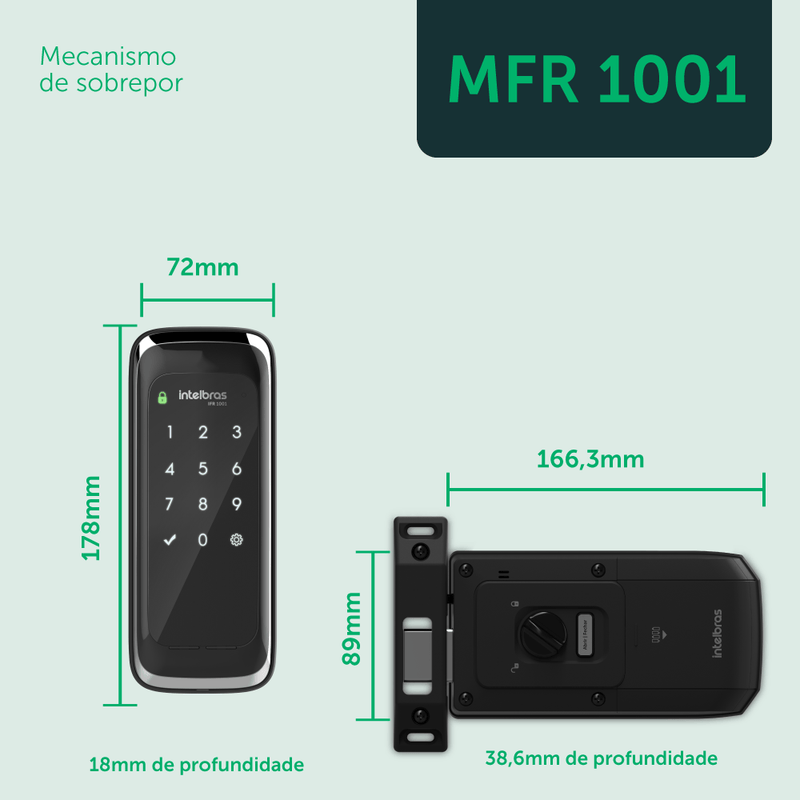 Fechadura Digital Inteligente de Sobrepor MFR 1001 Intelbras