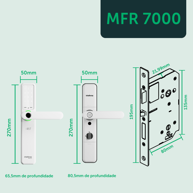 Fechadura Inteligente com Biometria MFR 7000 de Embutir Branca Intelbras