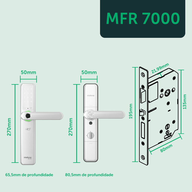 Fechadura Inteligente com Biometria MFR 7000 de Embutir Prata Intelbras