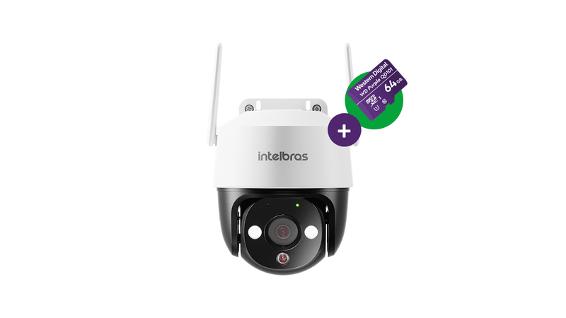 Câmera Inteligente IM7+3MP de resolução com MicroSD 64 GB Intelbras