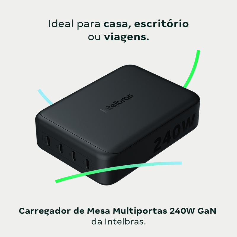 Carregador de Mesa Multiportas 240W GaN EC 40 Intelbras