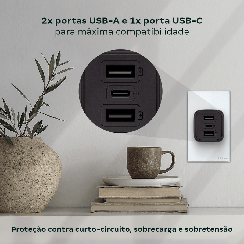 Carregador Turbo 32W GaN EC 12 POWER Preto Intelbras