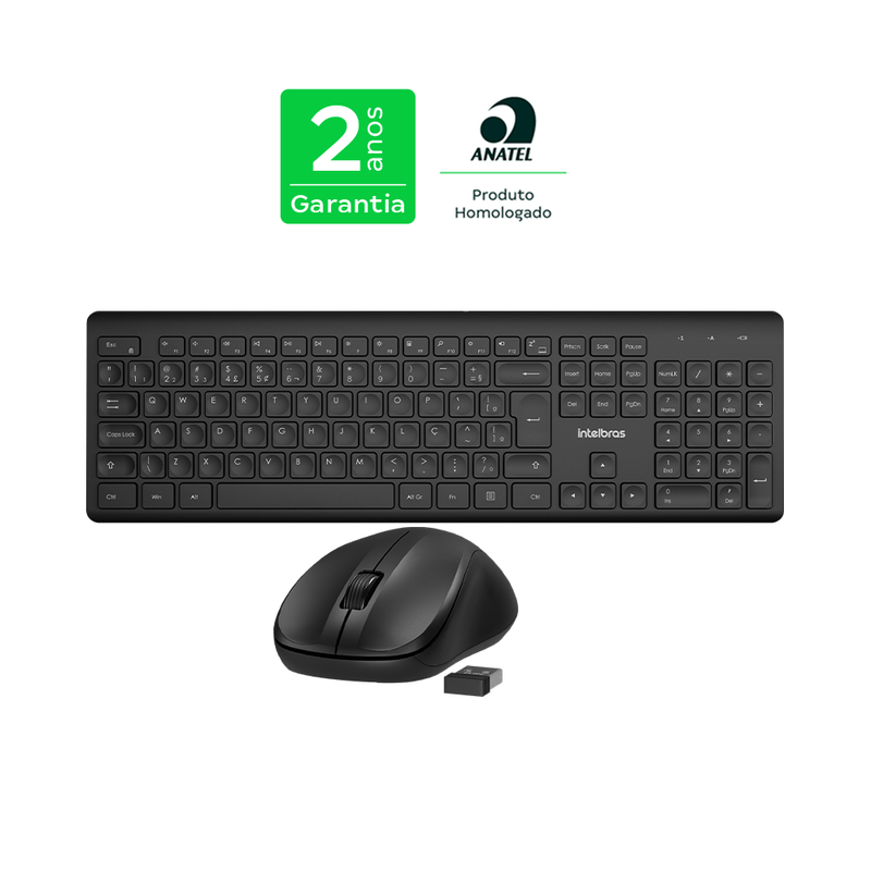 Kit Teclado e Mouse sem Fio Intelbras CSI50 Clique Silencioso
