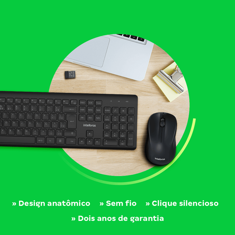 Kit Teclado e Mouse sem Fio Intelbras CSI50 Clique Silencioso