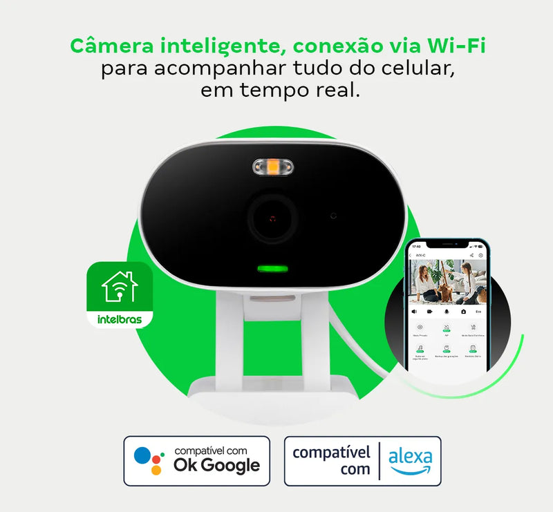Kit Câmera de Video Full HD Wi-Fi Full Color Intelbras IME 500 com Cartão MicroSD 32GB
